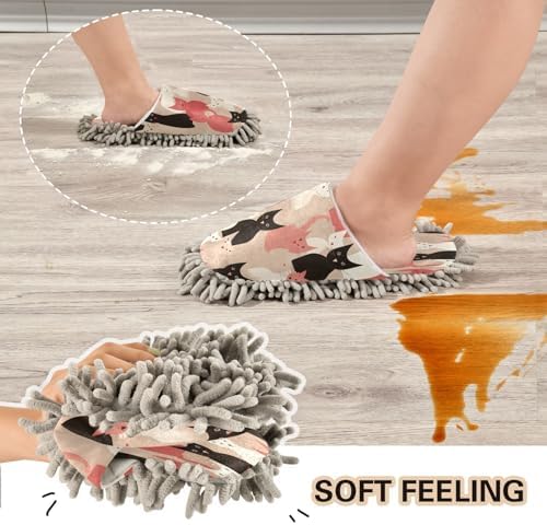 Bulletgxll Cats Pattern Mopping Slippers - M