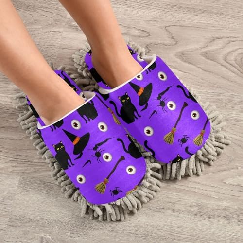 Burbuja Cats Witch Hats Microfiber Cleaning Slippers for Home Kitchen