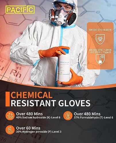 PACIFIC PPE Orange Nitrile Gloves 8 Mil 100 Count