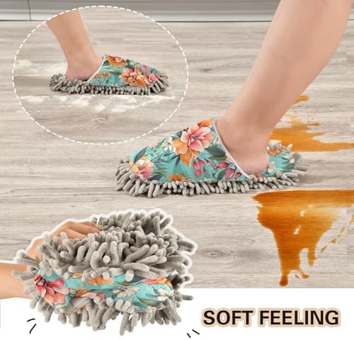 RunningBear Hibiscus Mop Slippers with Chenille Sole