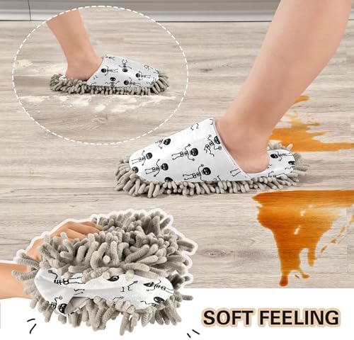 Burbuja Cartoon Skeletons Mop Slippers for Home Cleaning