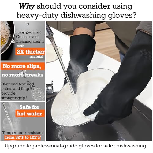 Exprosiflux 3 Pairs Heavy Duty Rubber Cleaning Gloves