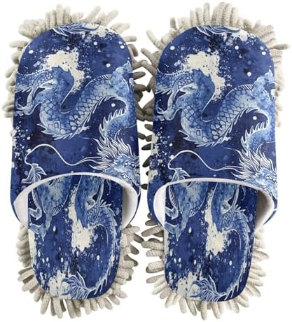 Zhirexin Blue Dragons Microfiber Mop Slippers 1