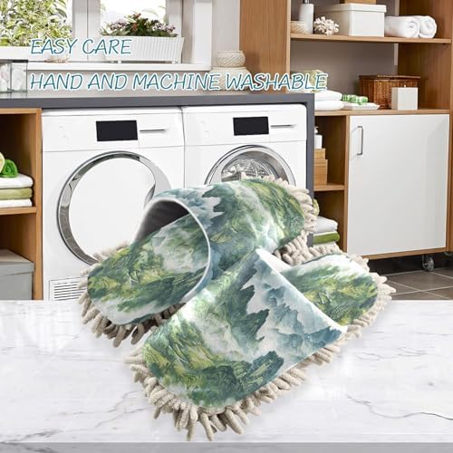 Zhirexin Dark Green Mopping Slippers - Washable Comfortable