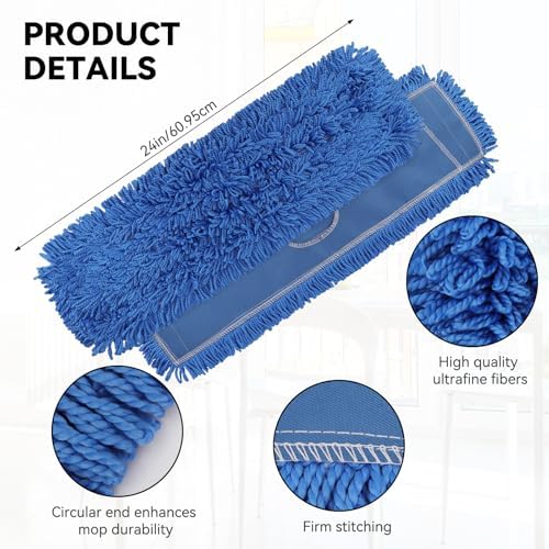 BeiLan 24 Inch Dust Mop Head Replacement - 6 Pack Blue