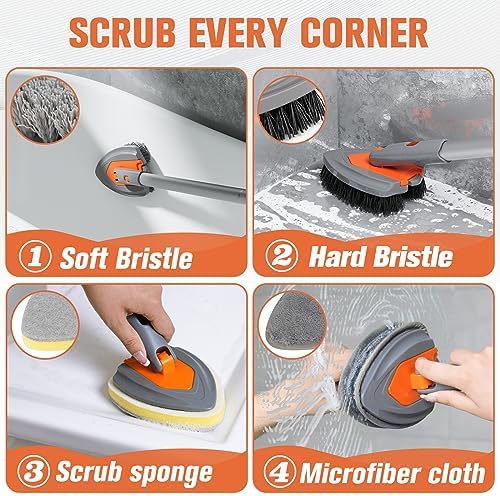 Eazer 4-in-1 Long-Handled Tub Scrubber