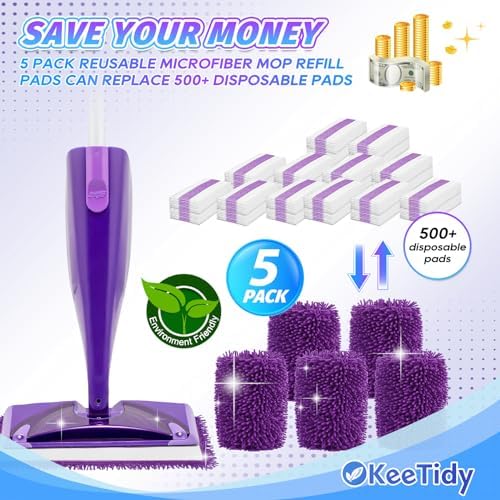KeeTidy Reusable Mop Pads for Swiffer Wet Jet 5 Pack