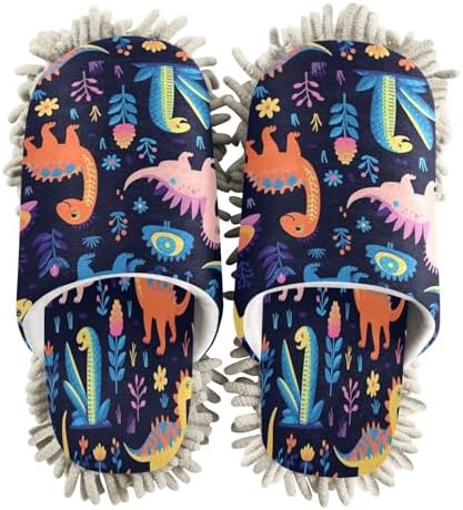 Bulletgxll Colorful Dinosaurs Mopping Slippers L