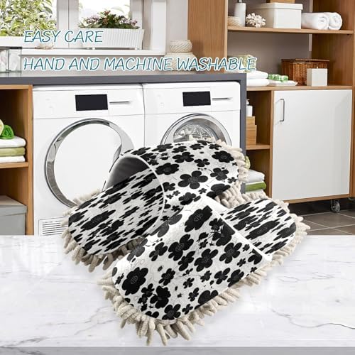 Zhirexin Black Flowers Cleaning Slippers
