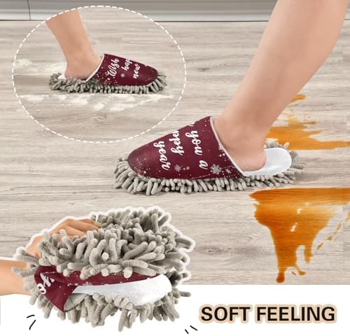 RunningBear White Red Christmas Mop Slippers for Home