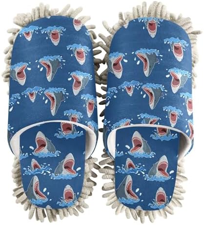 Burbuja Cartoon Sharks Mop Slippers for Home Kitchen
