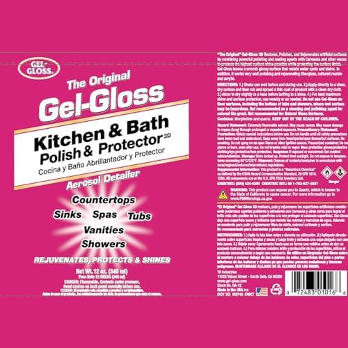 Gel-Gloss Original Kitchen and Bath Polish 12oz Pink Aerosol Can