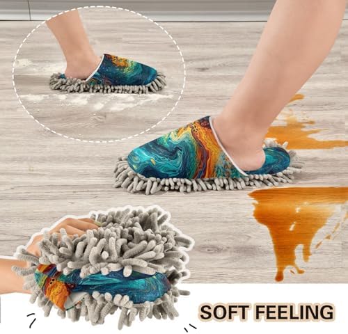 Zhirexin Blue Green Microfiber Cleaning Slippers
