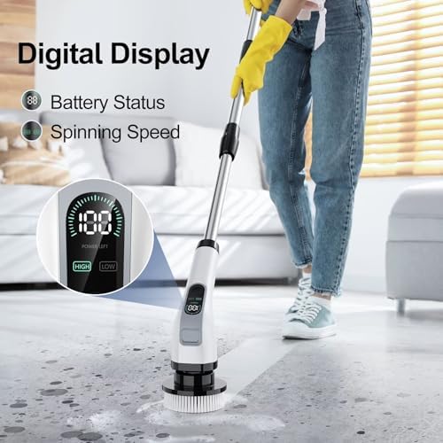 ALPONO Electric Spin Scrubber with 7 Heads and Long Handle