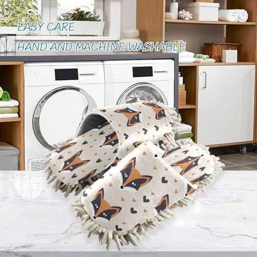 Bulletgxll Fox Pattern with Hearts Cleaning Slippers