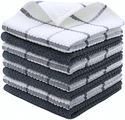 PPAXL Cotton Dish Towels 8pc Set Grey Multi