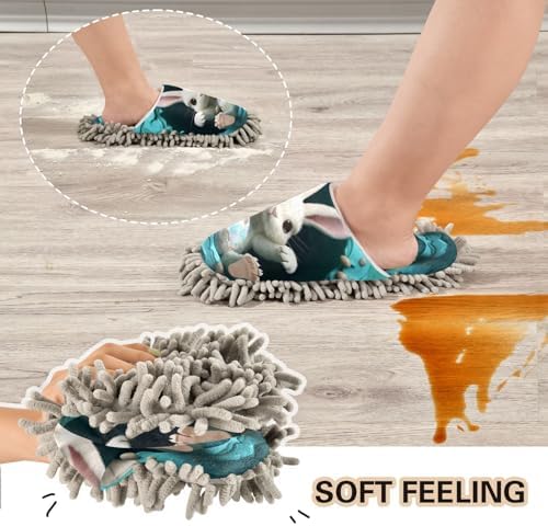 Easter Rabbit Paws Cleaning Mop Slippers Washable