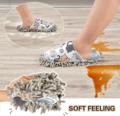 Zhirexin Cute Cartoon Cats Cleaning Slippers