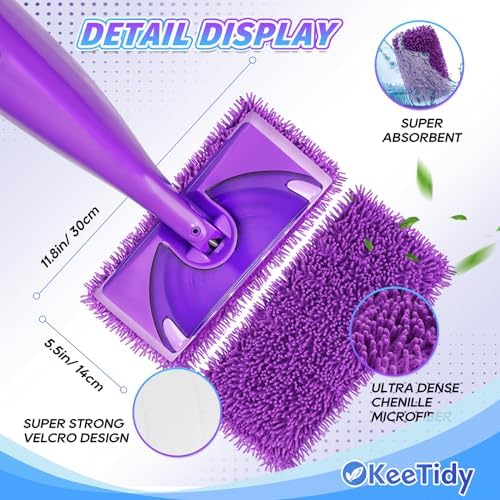 KeeTidy Reusable Mop Pads for Swiffer Wet Jet 5 Pack