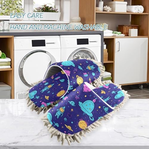 Zhirexin Cartoon Astronaut Mop Slippers for Men Women 1