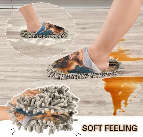 Zhirexin Microfiber Mop Slippers for Men Women Floor Cleaning