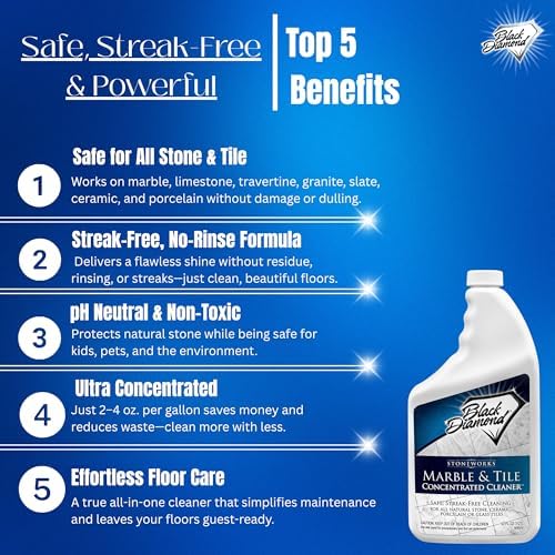 Black Diamond Marble Tile Floor Cleaner No-Rinse Concentrate 1 Quart