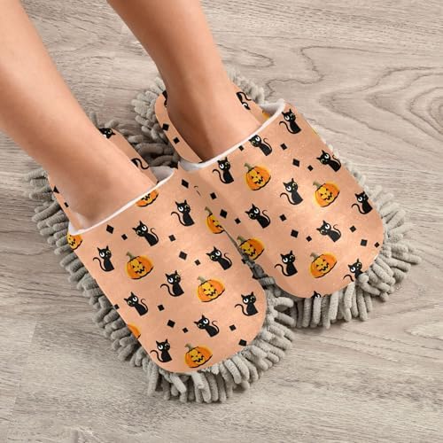 Burbuja Cats Pumpkins Mop Slippers for Home Cleaning