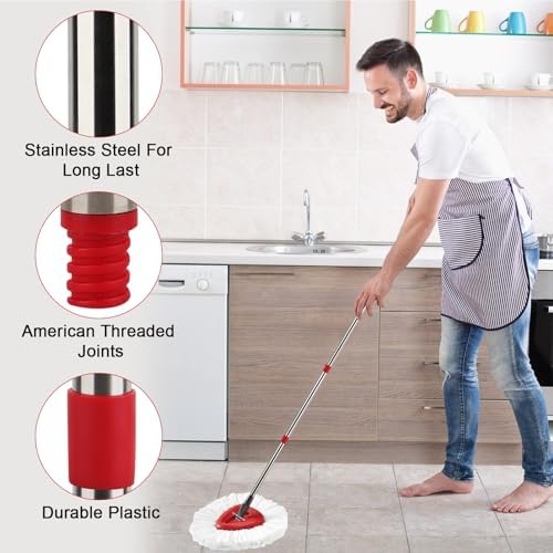 Sgizoku Spin Mop Head Refill - 4 Pads 1 Base 1 Handle