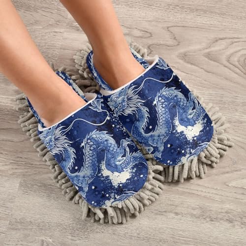 Zhirexin Blue Dragons Microfiber Mop Slippers 1
