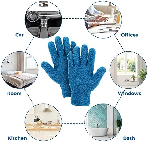 Grevosea 2 Pairs Microfiber Dusting Gloves