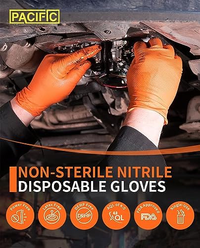 PACIFIC PPE Orange Nitrile Gloves 8 Mil 100 Count