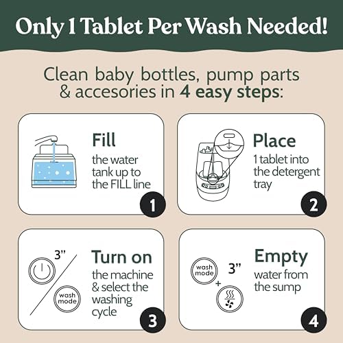 Roobi Detergent Tablets for Baby Brezza Bottle Washer Pro 120 Count