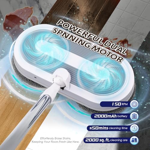 Hapyvergo Cordless Spin Mop with LED Light and Water Sprayer