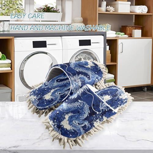 Zhirexin Blue Dragons Microfiber Mop Slippers 1