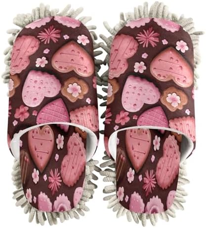 Bulletgxll Heart Mop Slippers - Washable Dust-Free
