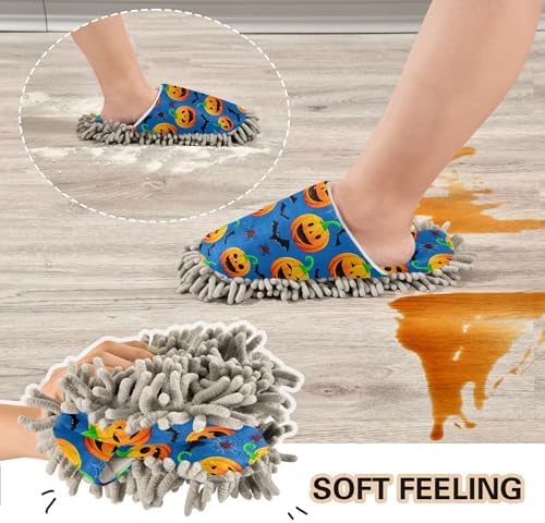 Burbuja Pumpkins Mop Slippers with Facial Expressions for Home Use
