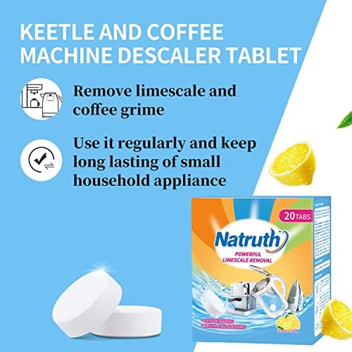 NATRUTH 20-Pack Limescale Remover Tablets for Kettle Coffee Machine