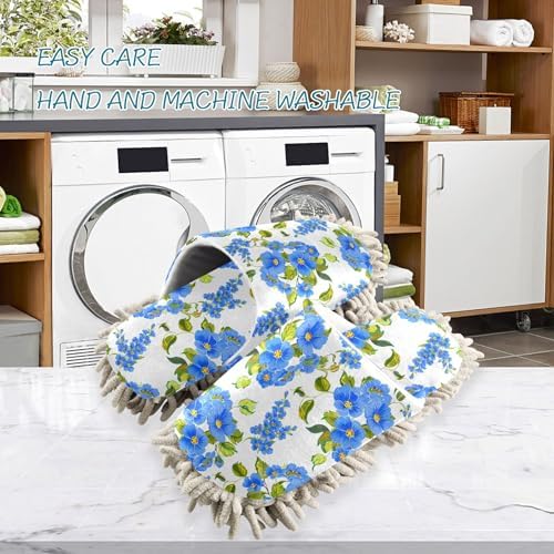 Burbuja Blue Flowers Mop Slippers for Home Cleaning 1