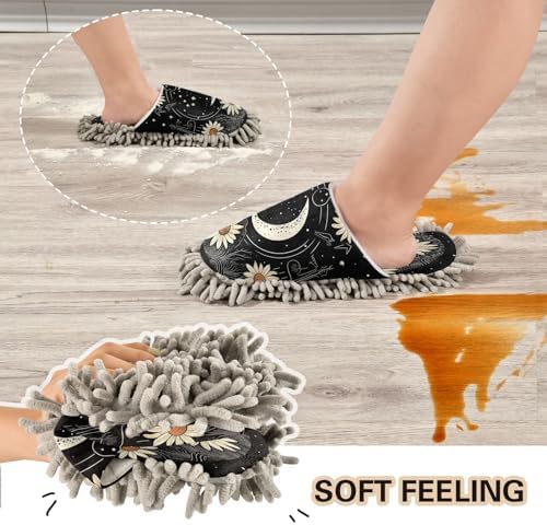 Bulletgxll White Sun Flower Mopping Slippers - Washable Comfortable