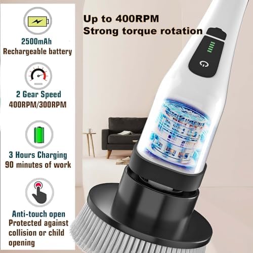 MGLSDeet Rechargeable Spin Scrubber with 7 Brush Heads 1