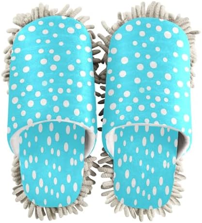Bulletgxll Blue and White Dot Mopping Slippers - L