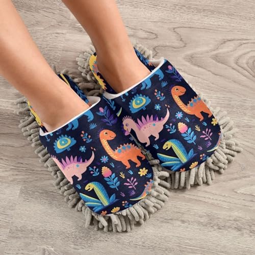 Bulletgxll Colorful Dinosaurs Mopping Slippers L