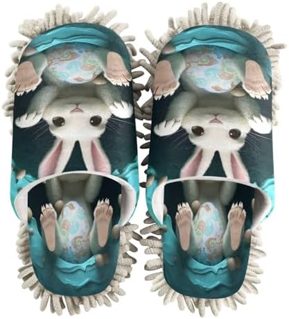 Easter Rabbit Paws Cleaning Mop Slippers Washable