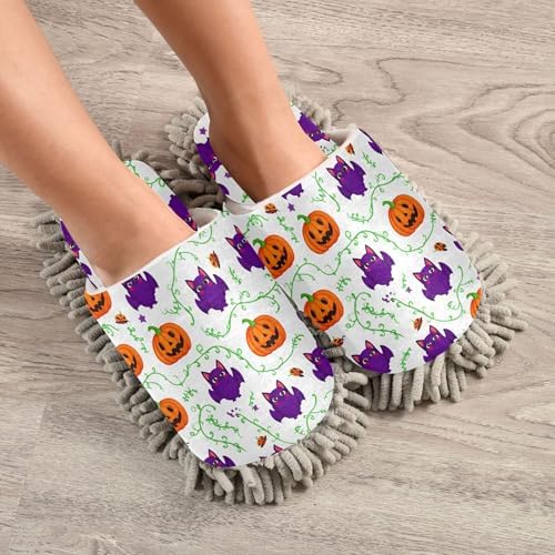Burbuja Bats Pumpkins Mop Slippers for Home Cleaning