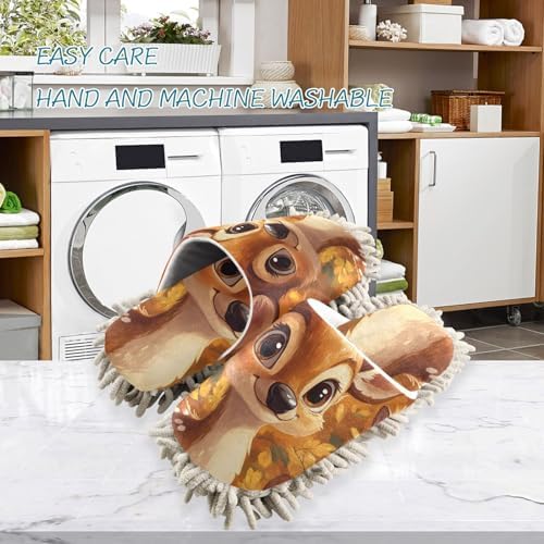 Microfiber Cleaning Slippers with Cartoon Deer Design