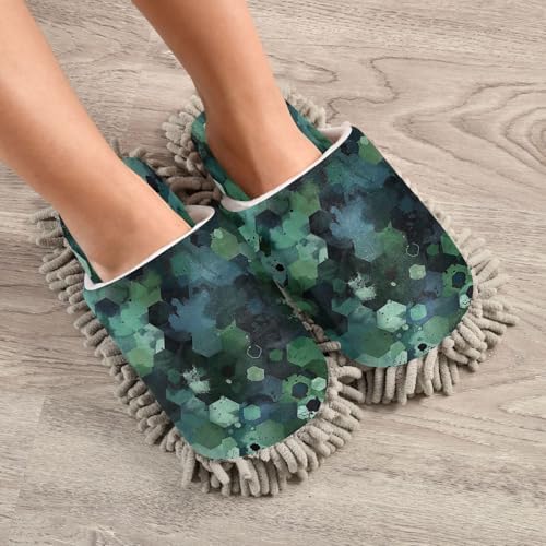 Zhirexin Dark Green Mop Slippers for Men Women