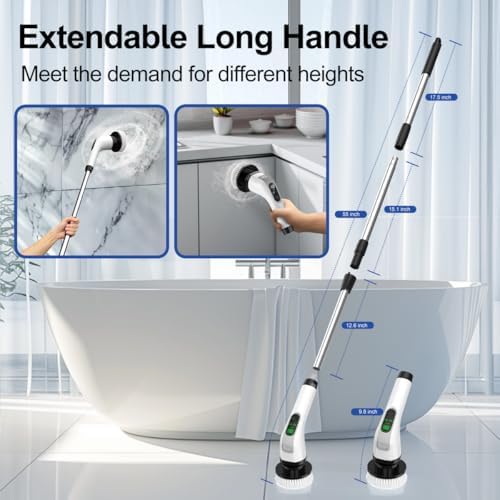 ALPONO Electric Spin Scrubber with 7 Heads and Long Handle