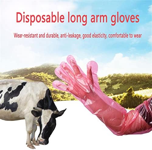 QDAOYU Disposable Long Plastic Gloves 50 Pcs Red 355 Inch