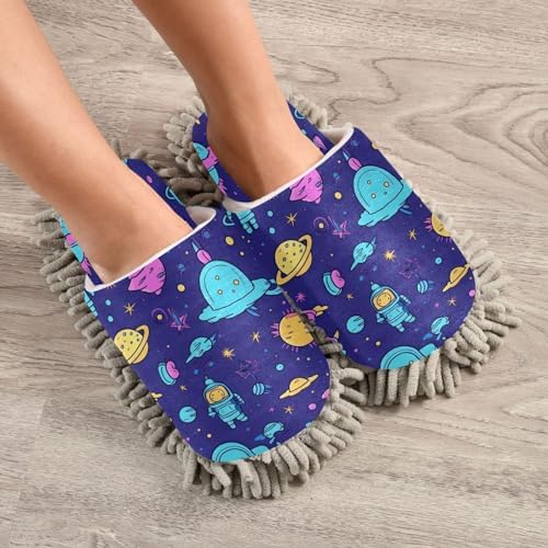 Zhirexin Cartoon Astronaut Mop Slippers for Men Women 1
