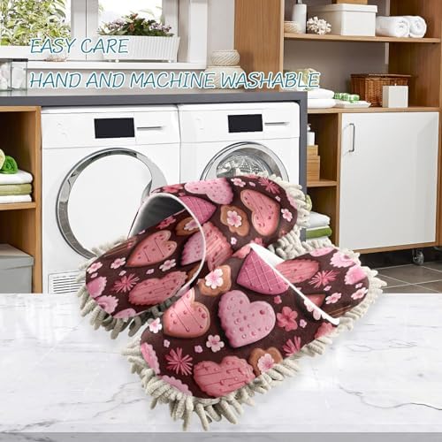 Bulletgxll Heart Mop Slippers - Washable Dust-Free